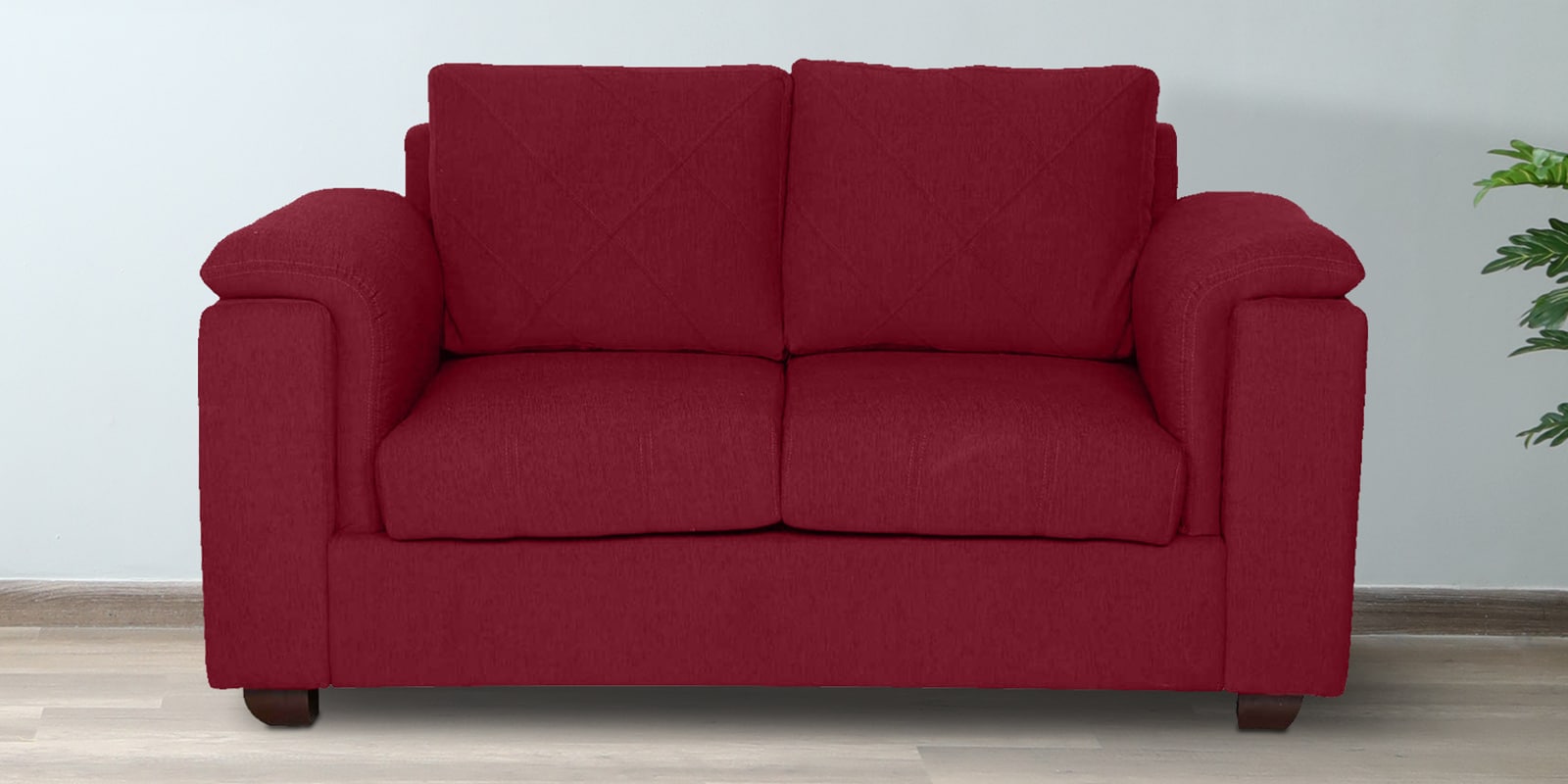 Andres Chenille Fabric 2 Seater Sofa In Garnet Red Colour