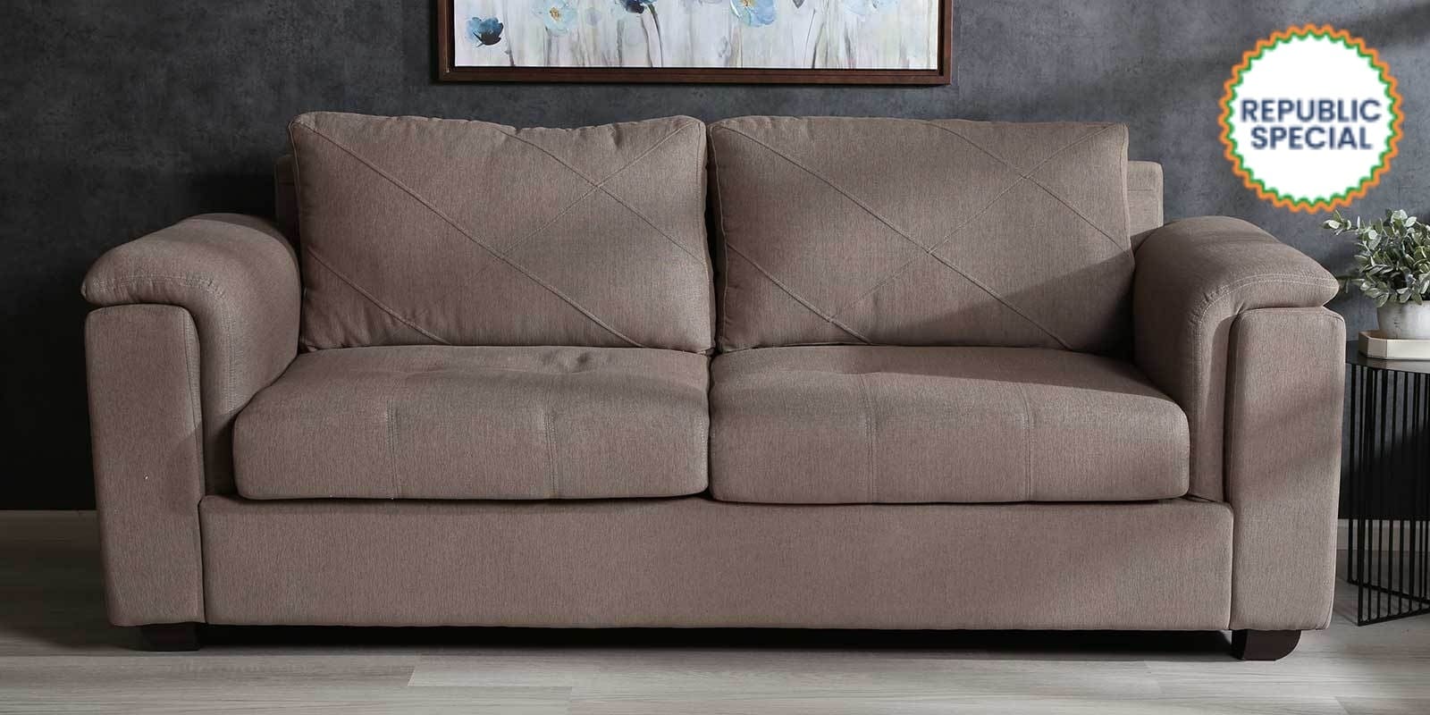 Andres Chenille Fabric 3 Seater Sofa In Sandy Brown Colour