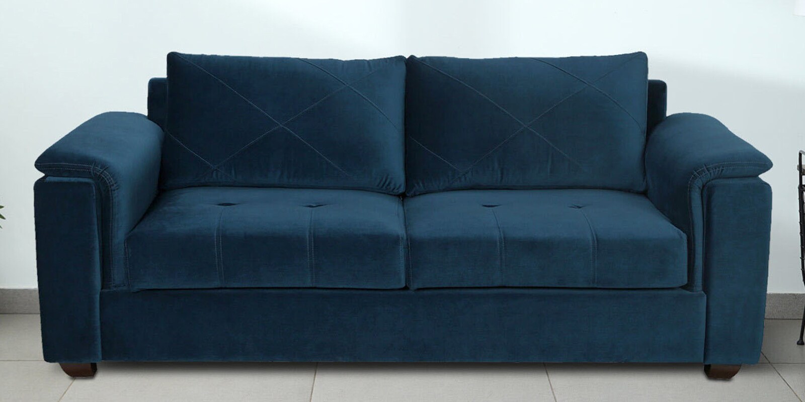 Andres Velvet 3 Seater Sofa In Opal Blue Colour