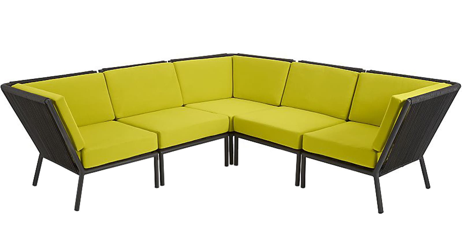 Andrew Five Seater L Shape Sofa in Green Colour