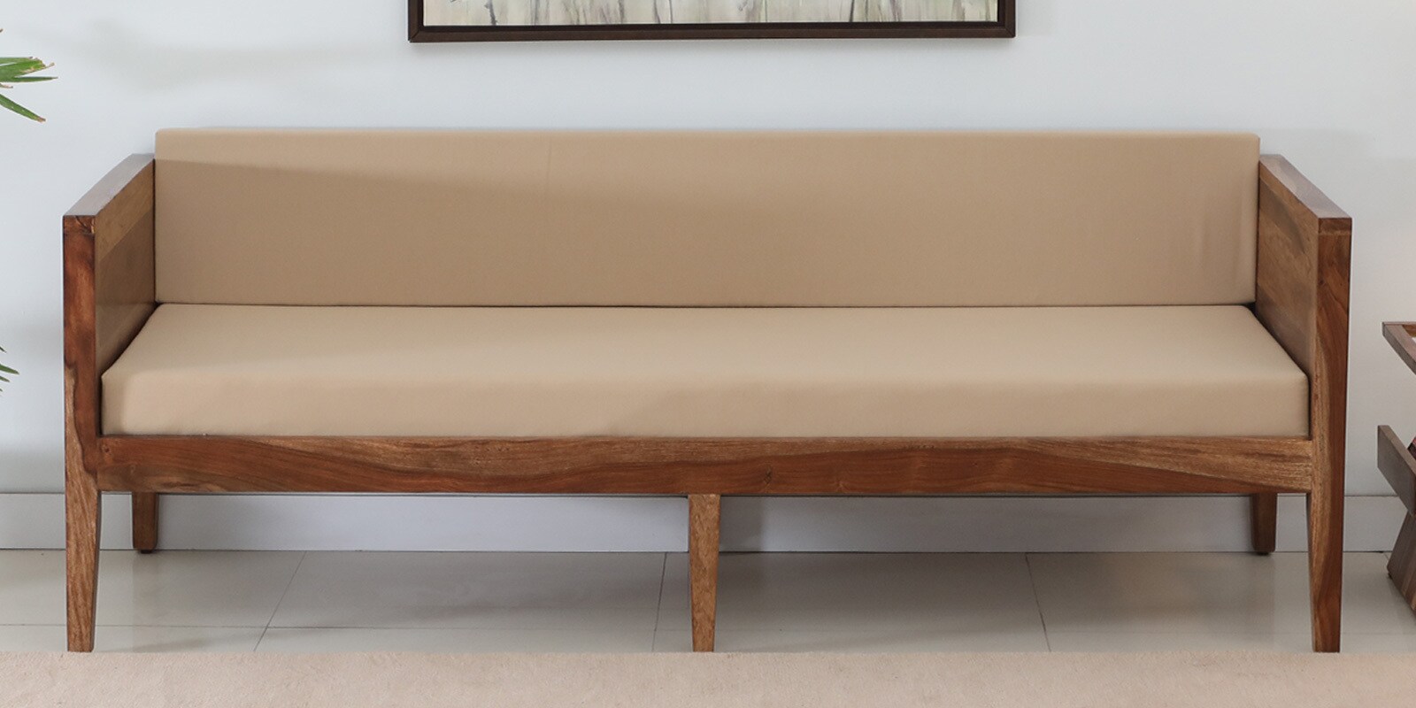 Anitz Sheesham Wood 3 Seater Sofa in Scratch Resistant Rustic Teak Finish