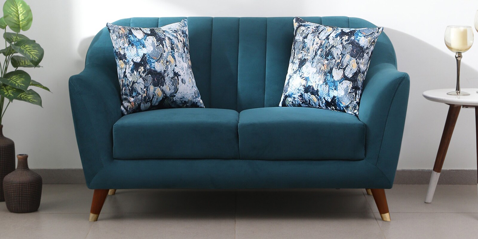 Antalya Velvet 2 Seater Sofa in Bottle Green Colour