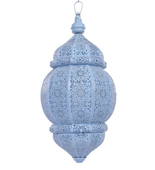 Buy Anasa Blue Metal Moroccan Lantern Online Hanging Lanterns