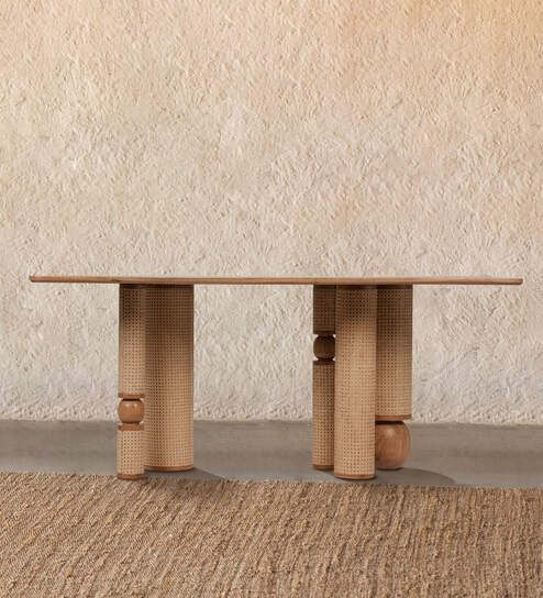 Andaman Baratang Solid Wood Rectangle 6 Seater Dining Table In Natural Finish