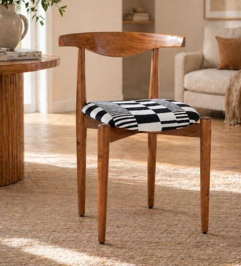Andaman Dining Chair In Printed Black and White Colour