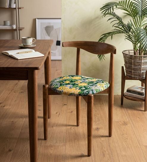 Andaman Dining Chair In Printed Green Colour