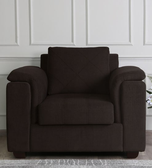 Andres Chenille Fabric 1 Seater Sofa In Chestnut Brown Colour