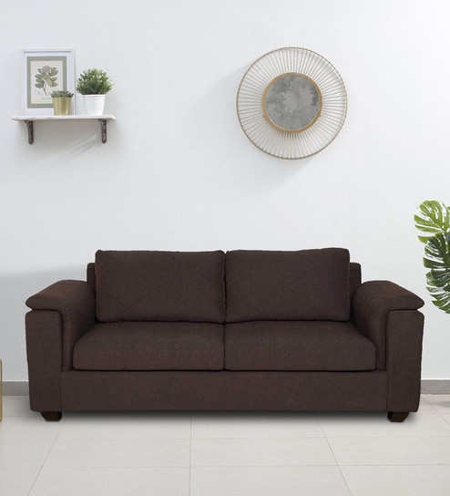 Andres Chenille Fabric 3 Seater Sofa In Chestnut Brown Colour