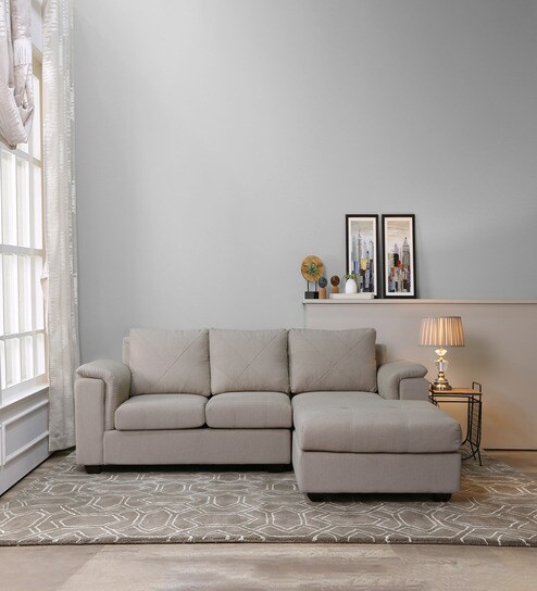 Andres Fabric LHS Sectional Sofa (2 + Lounger) In Beige Colour