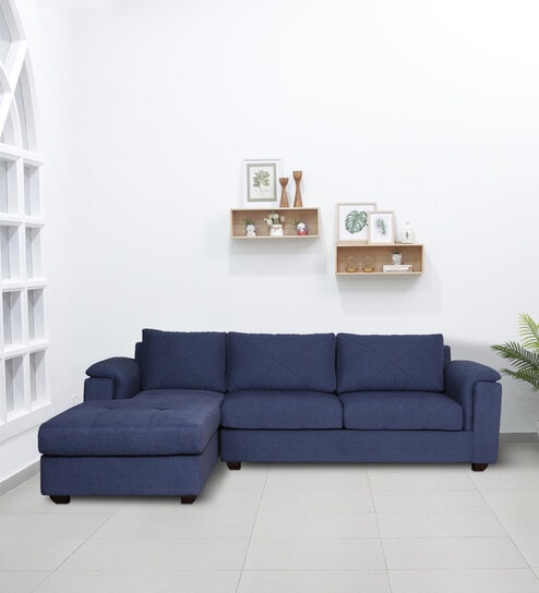 Buy Andres Fabric RHS Sectional Sofa (3 + Lounger) in Denim Blue