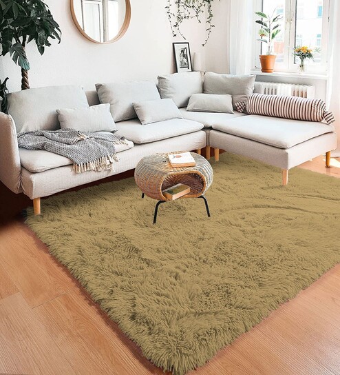 Anit Gold Solid Wool Blend 3 X 5 Feet Tufted Carpet