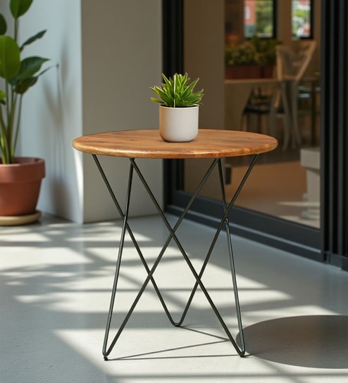 Anitta Mango Wood Cafe Table In Black Finish