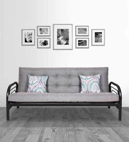 Ankara Metallic Convertible Sofa Cum Bed with Mattress & Cushions