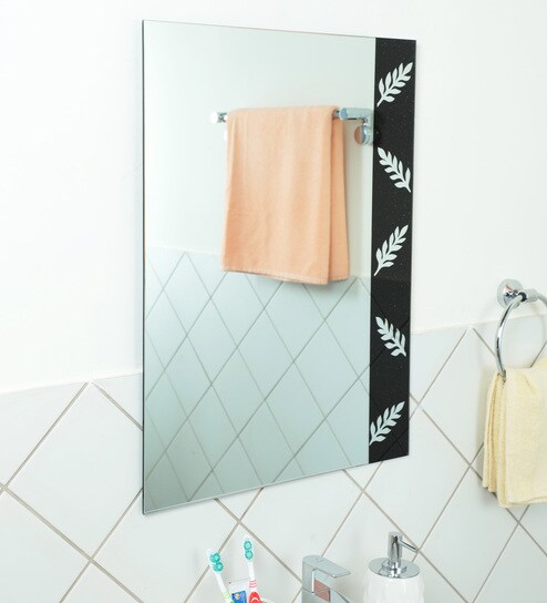 Buy Glass Wall Mounted Bathroom Mirror In Black L 18 H 23 5