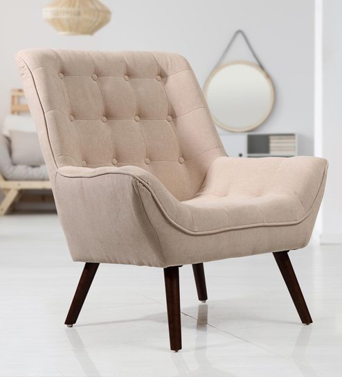 Anna Fabric Chair In Peach Colour By Evok