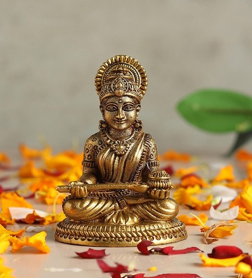 Golden Annapurna Devi Brass Figurine