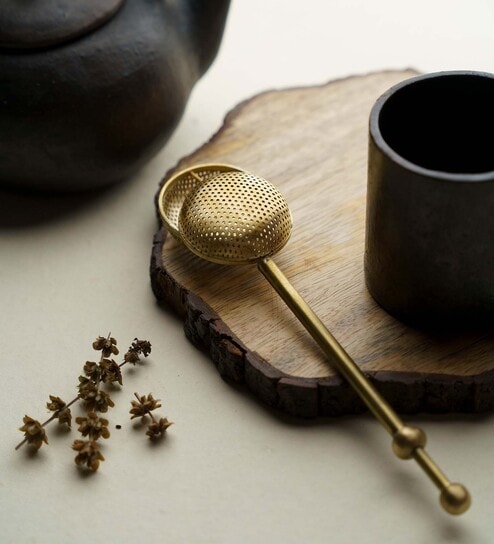 Antique Gold Brass Tea Strainer