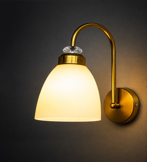 Antique Brass Frosted Glass Wall Light