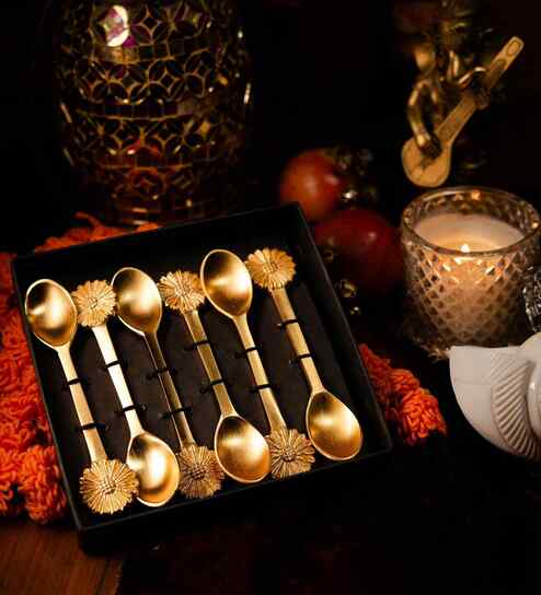 Antique Gold Classic Brass Cutlery Set of 6