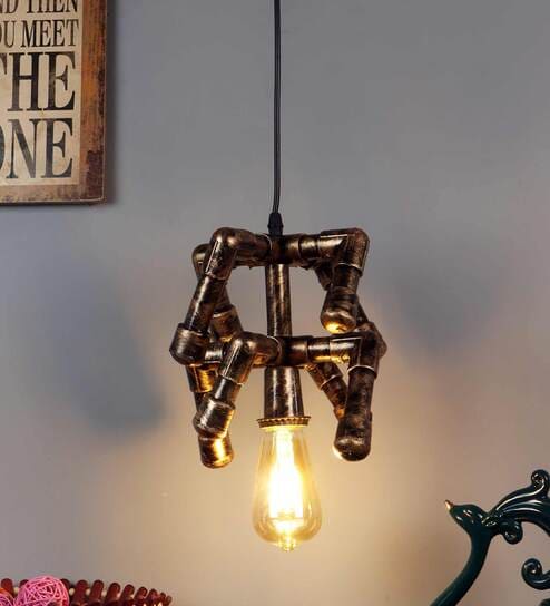 Anaya Antique Gold Metal Hanging Light by Foziq
