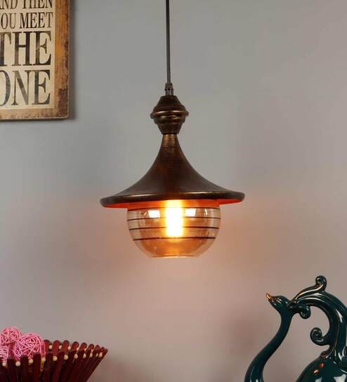 Zalto Antique Gold Metal Hanging Light