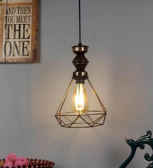 Elegant Antique Gold Metal Hanging Light