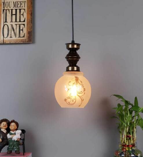 Novia Antique Gold Metal Hanging Light