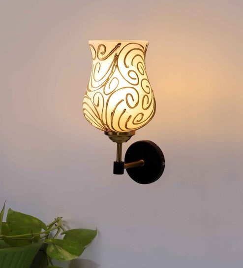 Antique Gold Wall Lamp with Mosaic Glass