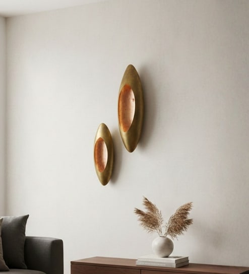 Antique Mild Steel Wall Mount T- Light Holder (Gold)