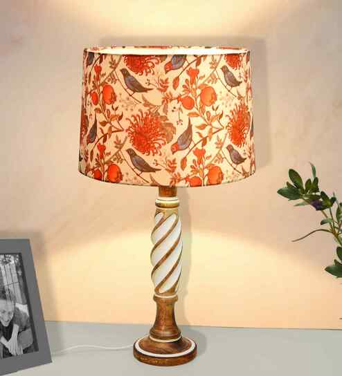 Antique White Twister Wood Table lamp