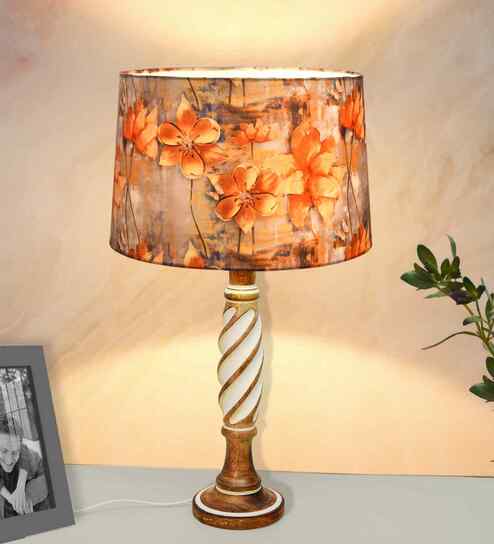 Antique White Twister Wood Table lamp