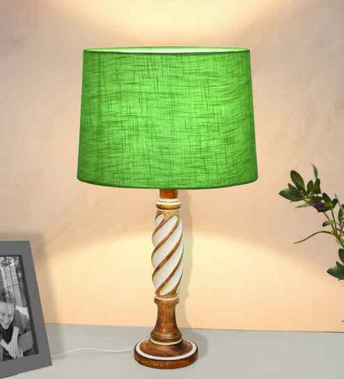 Antique White Twister Wood Table lamp