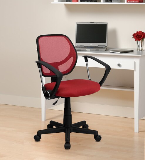 Anus Ergonomic Chair In Red Colour By Lakdi