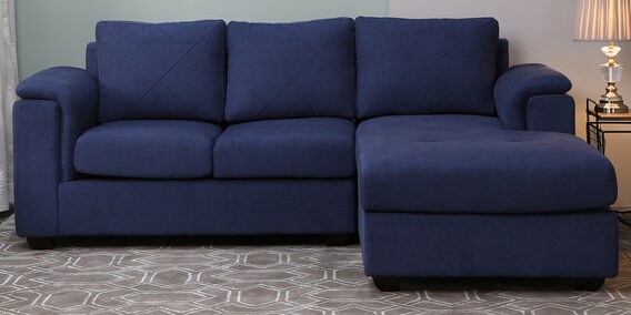 Buy Andres Lhs 2 Seater Sofa With Lounger In Navy Blue Colour By