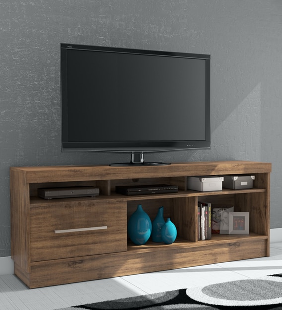 Buy Andrea TV Unit in Matte Brown Finish CasaCraft By Pepperfry