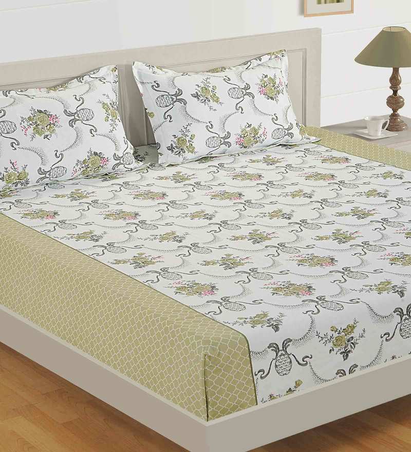 Buy Ananda 100 Cotton 200TC King Size Bedsheet with 2 Pillow Covers