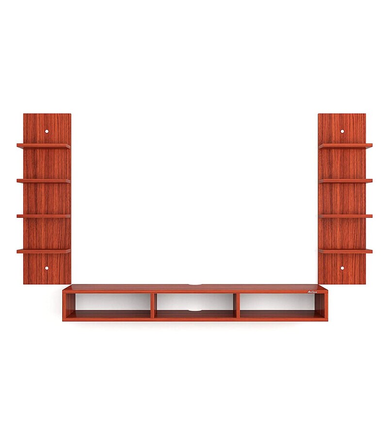 Buy Ancort Wall Mount TV Shelf For TV Upto 52\ in Walnut Finish by