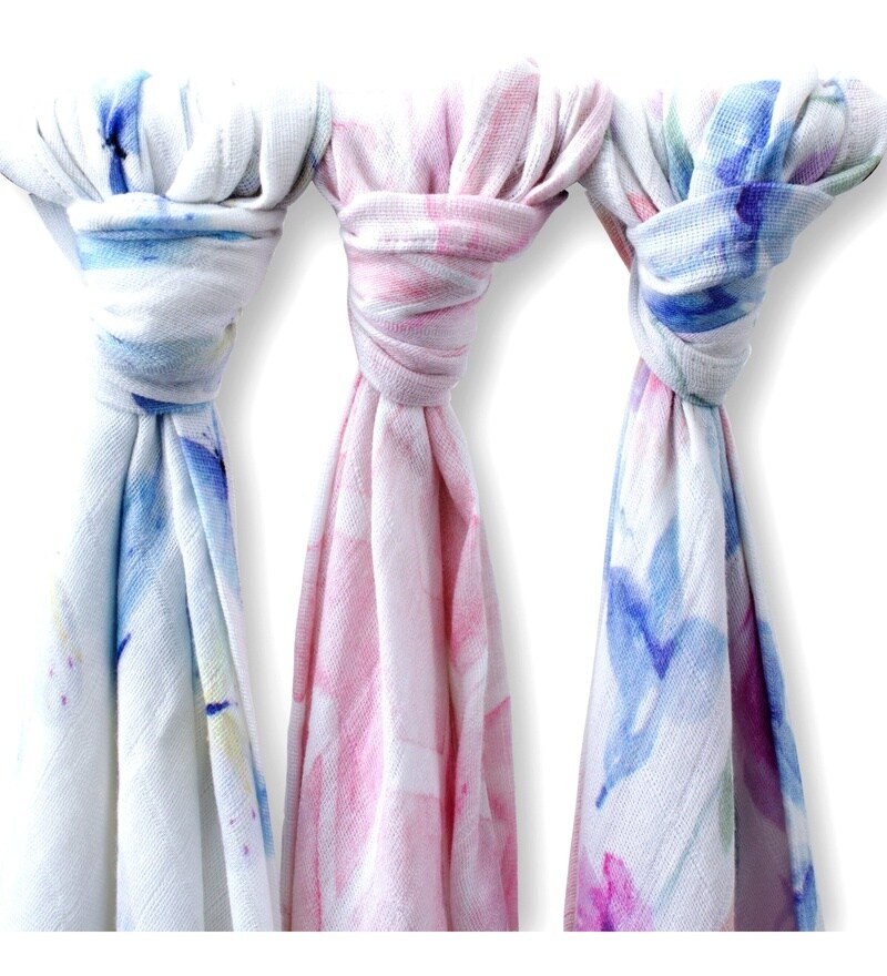 Buy Animal Organic Swaddle Wraps in Multicolour Set of 3 by Fancy Fluff Online Swaddle Wraps