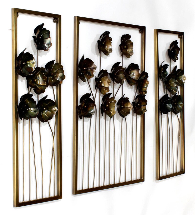 Buy Antique Copper Metal Art Flower Design Metal Wall Hangings by