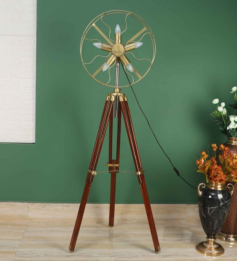 Buy Antique Fan Floor Lamp by Pristine Interiors Online Tripod Floor