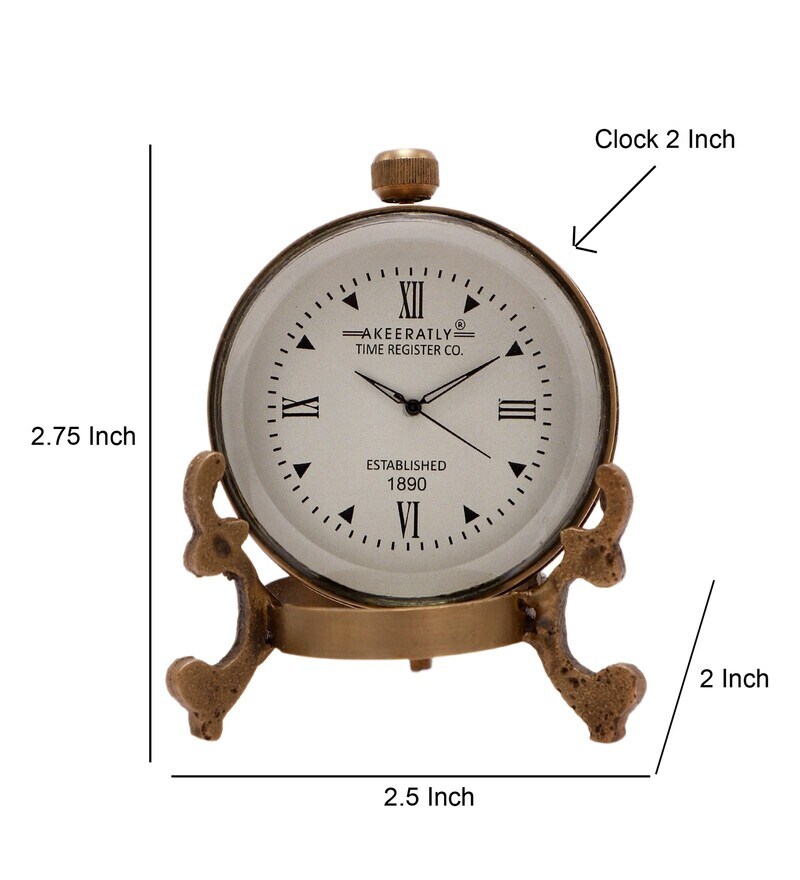 Buy Antique Handmade Brown Brass Table Clock by Akeeratly Online ...