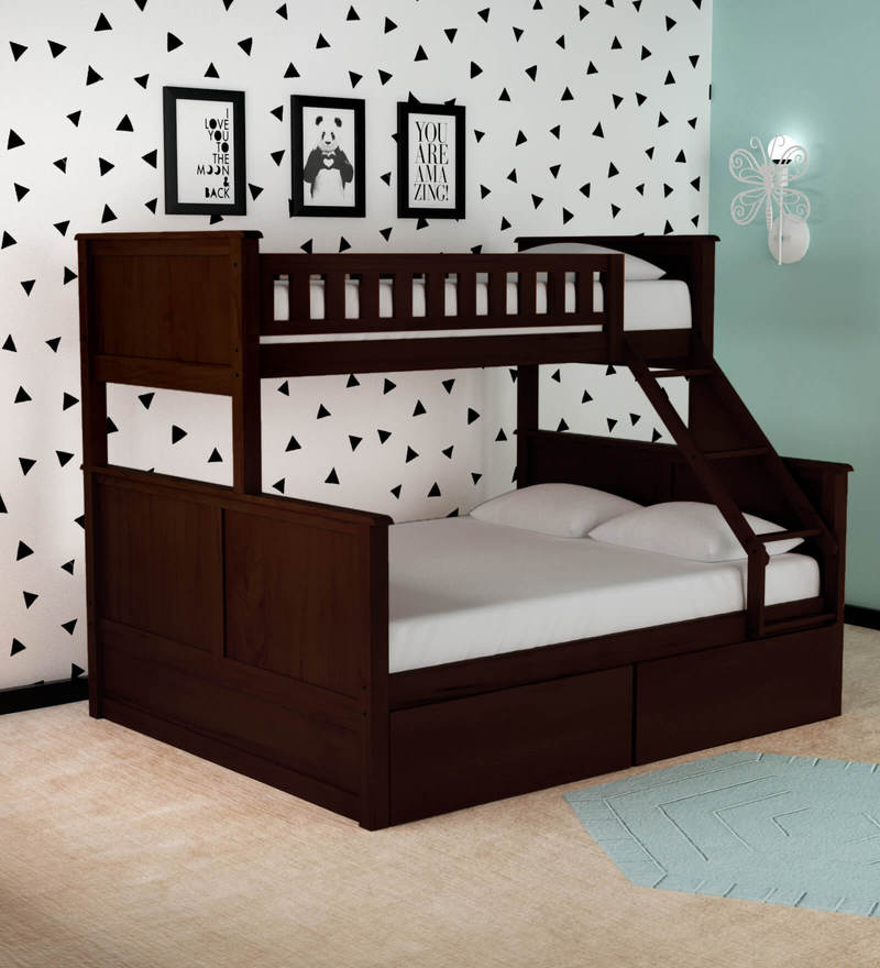 Buy Antonia Bunk Bed (Single & Queen) with Drawer Storage in Wenge