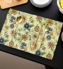 ANA Floral Table Placemats Set of 4 Jacquard Woven Mustard| Heat Resistant | Washable | Non Slip Placemats Tea Table Cover |(13x18 Inches, Floral)
