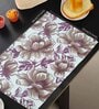 ANA Floral Table Placemats Set of 8 Cotton Printed Maroon | Heat Resistant | Washable | Non Slip Placemats Tea Table Cover |(13x18 Inches, Floral)