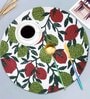 ANA Leaf Print Cotton Round Reversible Kitchen Placemats Heat Resistant Easily Washable Table Mats for Home Decor Set of 4 Pieces, 13x13 Inches