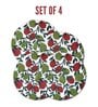 ANA Leaf Print Cotton Round Reversible Kitchen Placemats Heat Resistant Easily Washable Table Mats for Home Decor Set of 4 Pieces, 13x13 Inches
