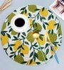 ANA Leaf Print Cotton Round Reversible Kitchen Placemats Heat Resistant Easily Washable Table Mats for Home Decor Set of 4 Pieces, 13x13 Inches