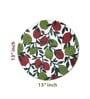 ANA Leaf Print Cotton Round Reversible Kitchen Placemats Heat Resistant Easily Washable Table Mats for Home Decor Set of 4 Pieces, 13x13 Inches