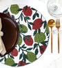ANA Leaf Print Cotton Round Reversible Kitchen Placemats Heat Resistant Easily Washable Table Mats for Home Decor Set of 4 Pieces, 13x13 Inches