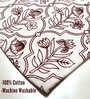 ANA Table Placemats Set of 4 100% Cotton Machine Washable Floral Maroon | Dining Table mates Non-Slip Heat Resistant Tableware